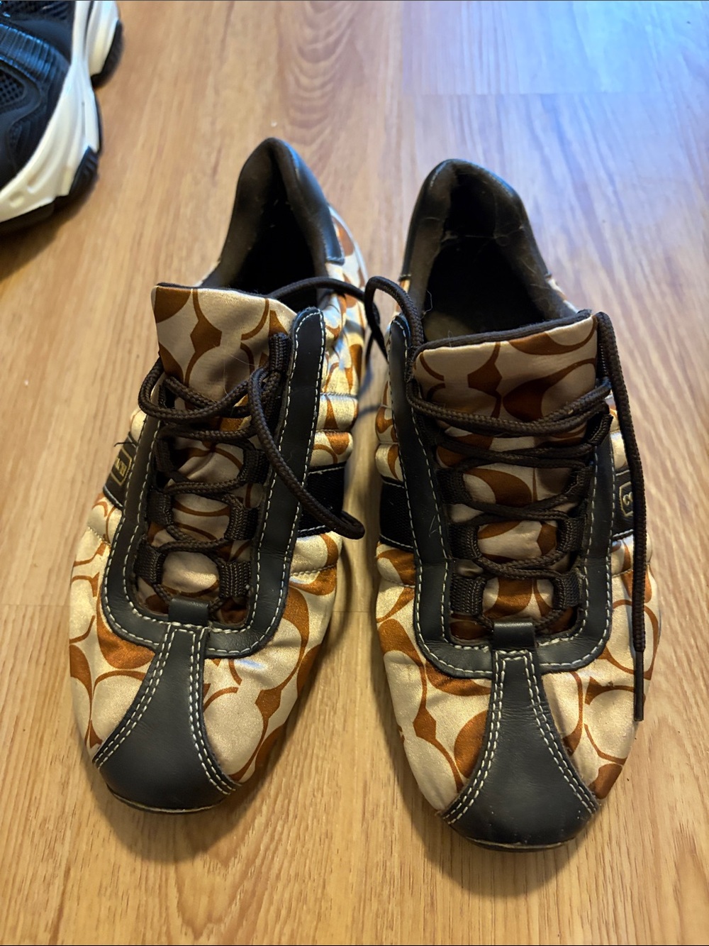 Women’s Casual Lace-Up Sneakers in Brown and Cream